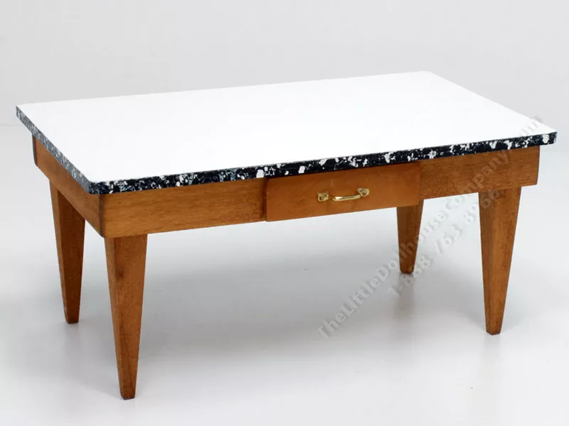 Miniature Mid-Century Modern Wooden Table with Laminate Top